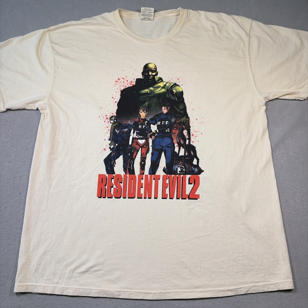 Resident Evil 2 Shirt Mens Shirt 2XL white ps2 Game Capcom Bootleg You Died